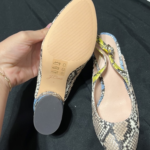 J Crew NWT Snakeskin Slingback Heels - Picture 4 of 7